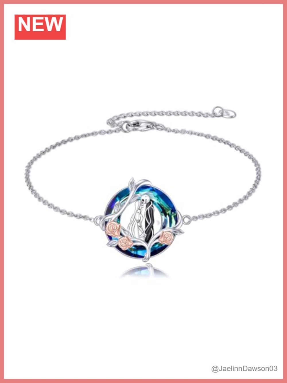 Sterling Silver Crystal Link Bracelet Adjustable Chain Gift for Her